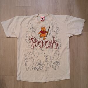 VTG‎ Mickey Inc Winnie the Pooh Adult XL Shirt Sketch Drawing Single Stitch 90s